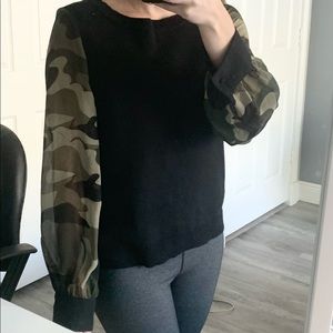 Six Fifty black and camouflage sweater